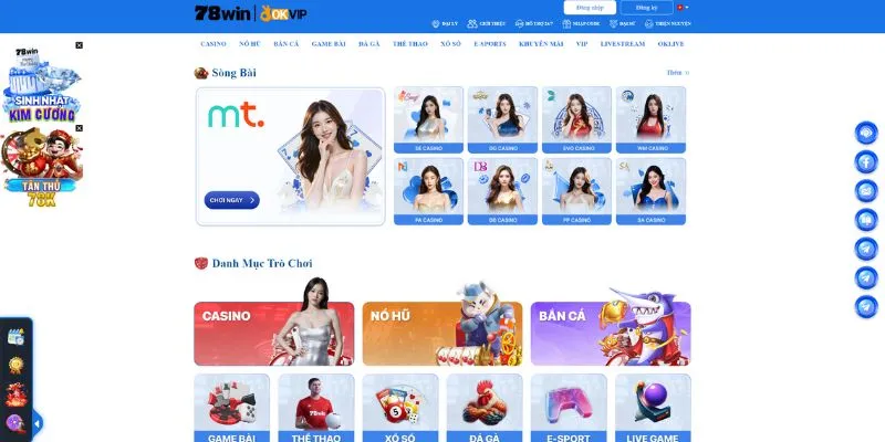 Kho game 78WIN phong phú, cập nhật liên tục